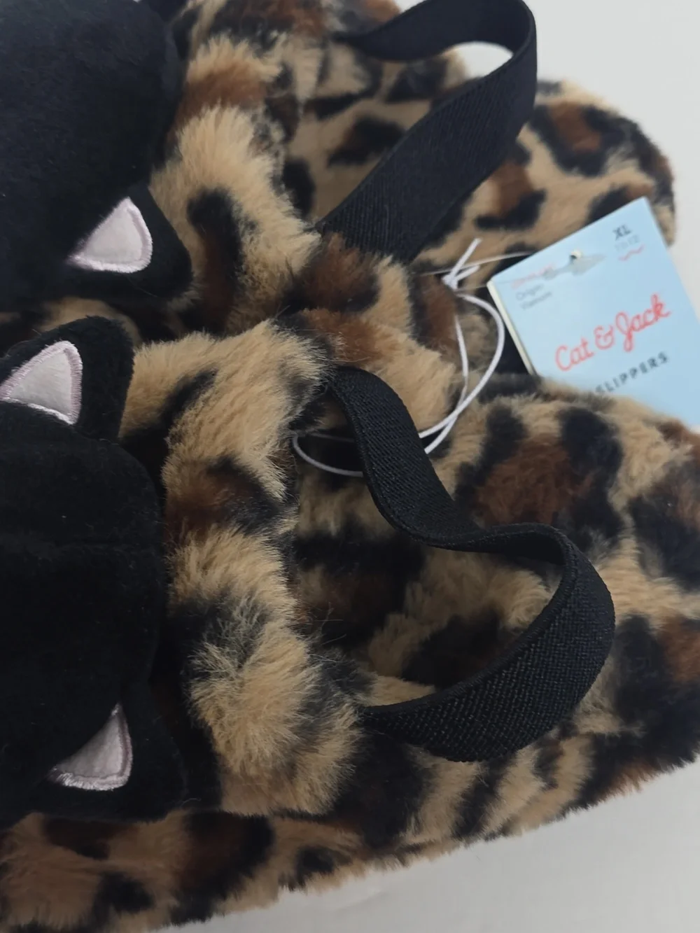 Cat & Jack Toddler Leopard Cat Scuff Brown Slippers Xl 11/12T Nwt